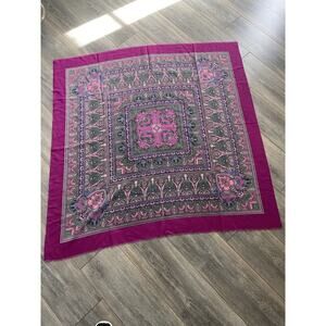 Vintage Paisley Floral Square Scarf Lightweight Multicolor Boho Hippie